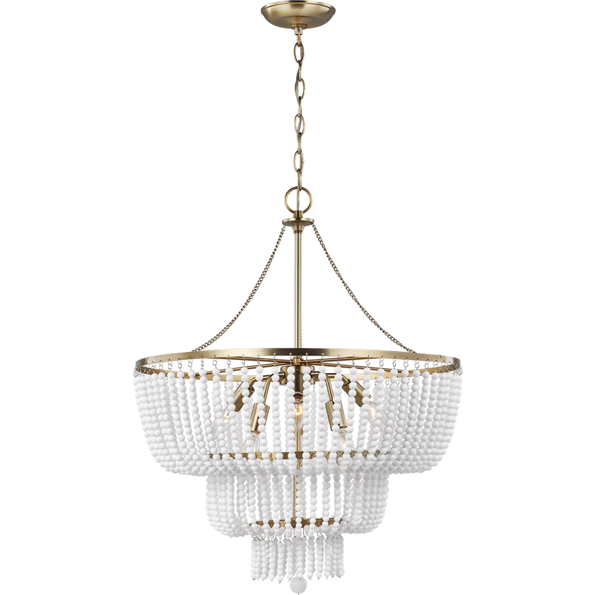 Jackie Six Light Chandelier by Visual Comfort & Co. in satin brass. Made from steel in a unique style.