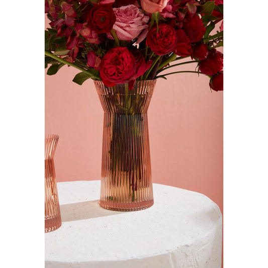 Lyrical Vase by Accent Decor in coral. Made from glass in a unique style.
