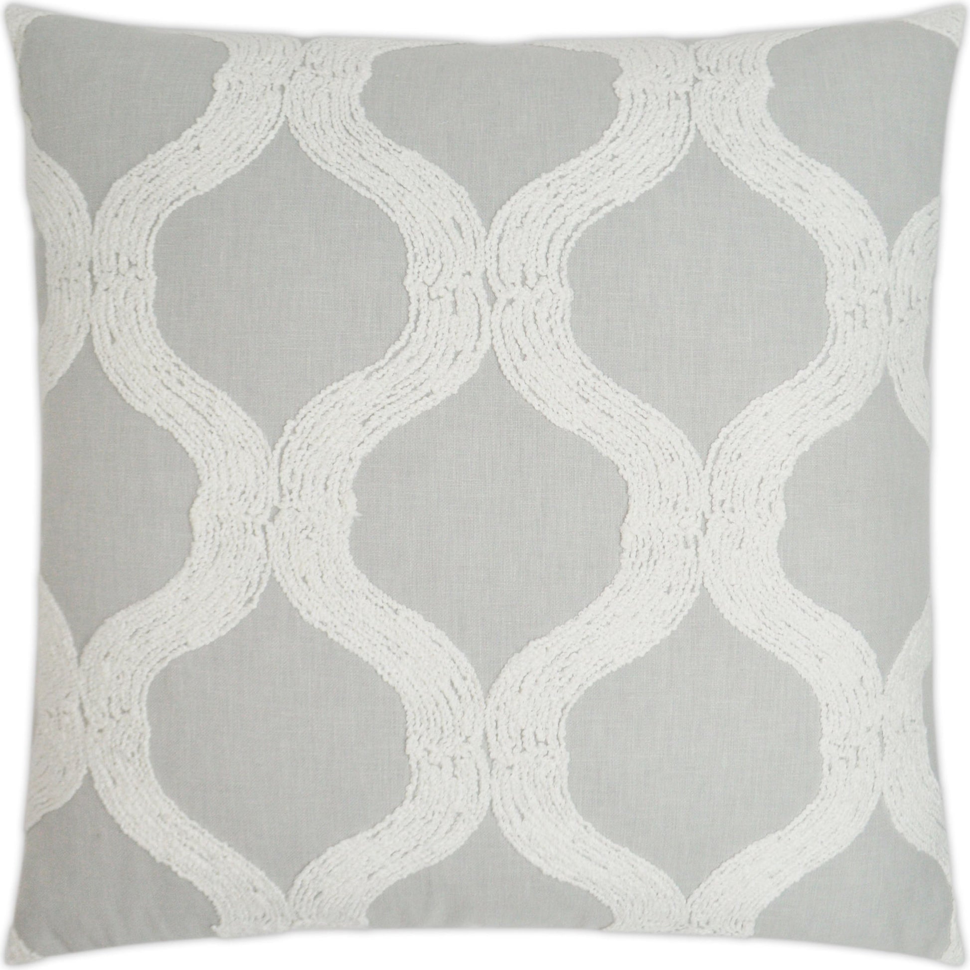 French Twist by DV Kap Home in gray, dove. Made from 52% cotton, 48% polyester, embroidery: 100% polyester in a transitional style.