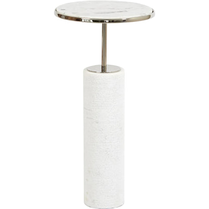 Tall Cored Marble Table by Global Views. Made from brass, marble in a transitional style.