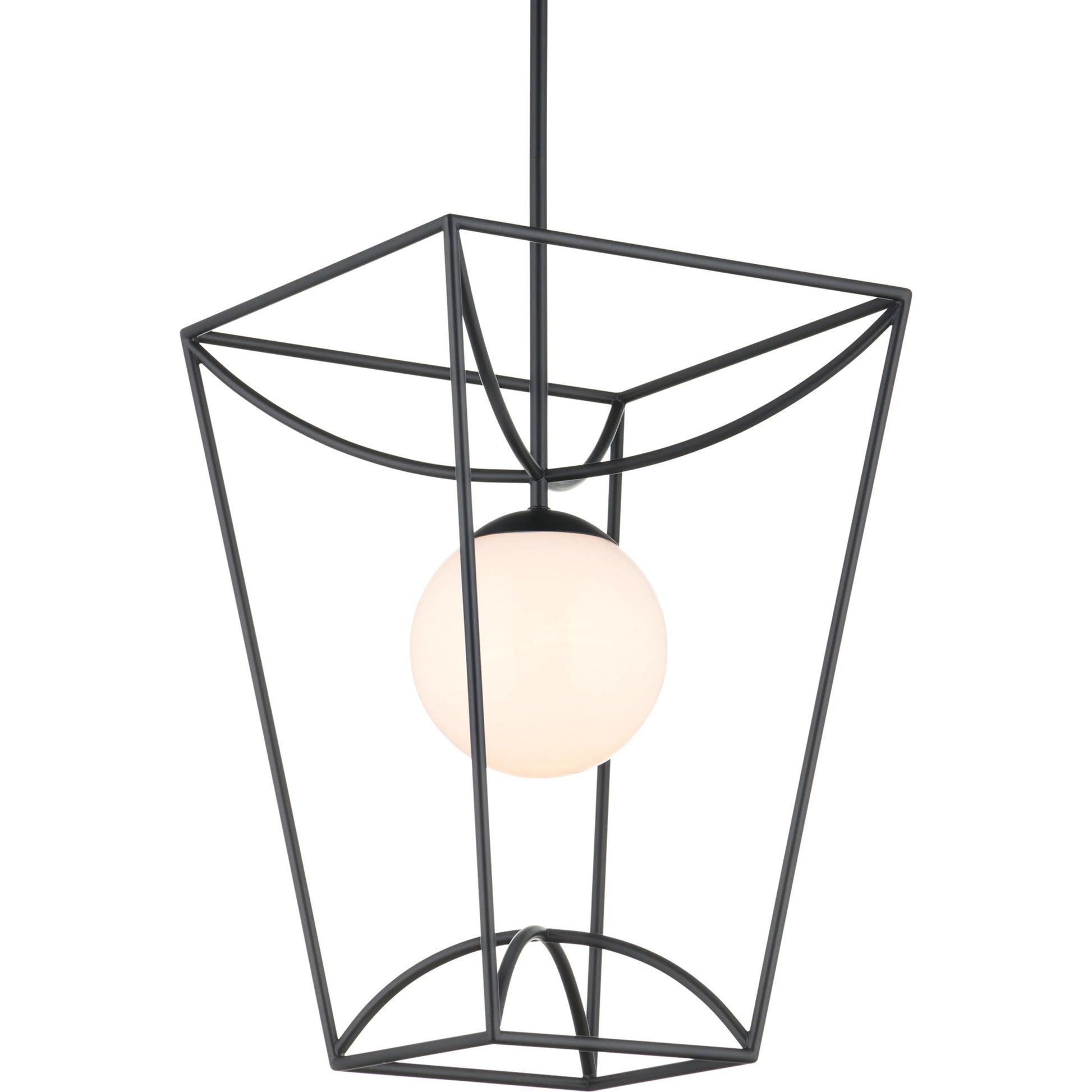Rochefort Lantern by Currey and Company in black, white. Made from metal, glass in a modern style.