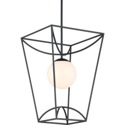 Rochefort Lantern by Currey and Company in black, white. Made from metal, glass in a modern style.