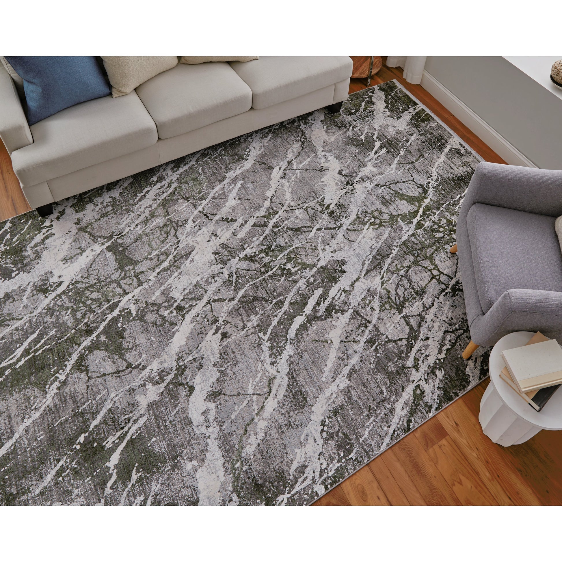 Cadiz Rug - 86639N6F by Feizy in gray, green, taupe. Made from viscose, acrylic in a unique style.