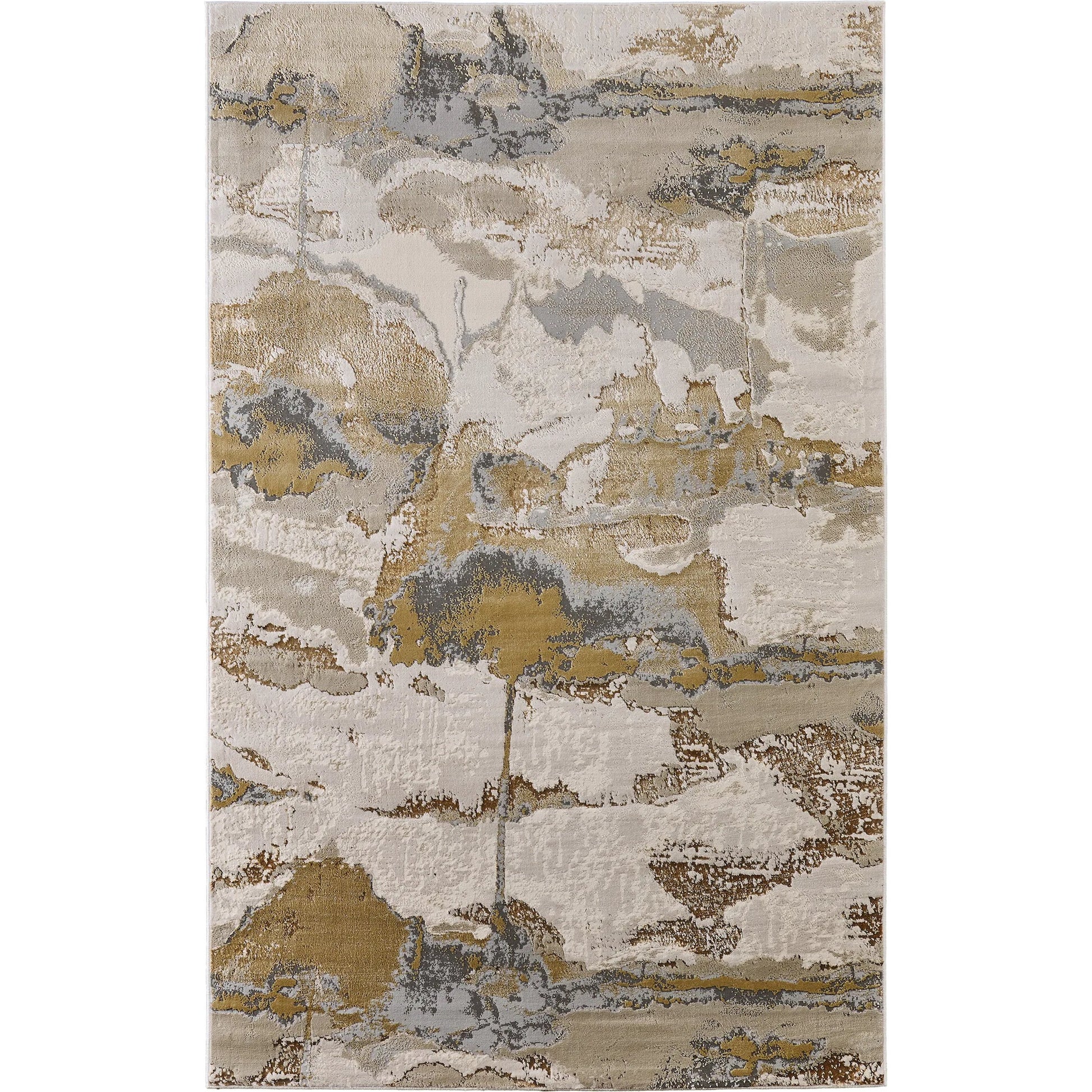 Aura Rug - 3737F by Feizy in gray, ivory, gold. Made from polyester, polypropylene in a unique style.