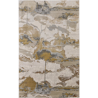 Aura Rug - 3737F by Feizy in gray, ivory, gold. Made from polyester, polypropylene in a unique style.