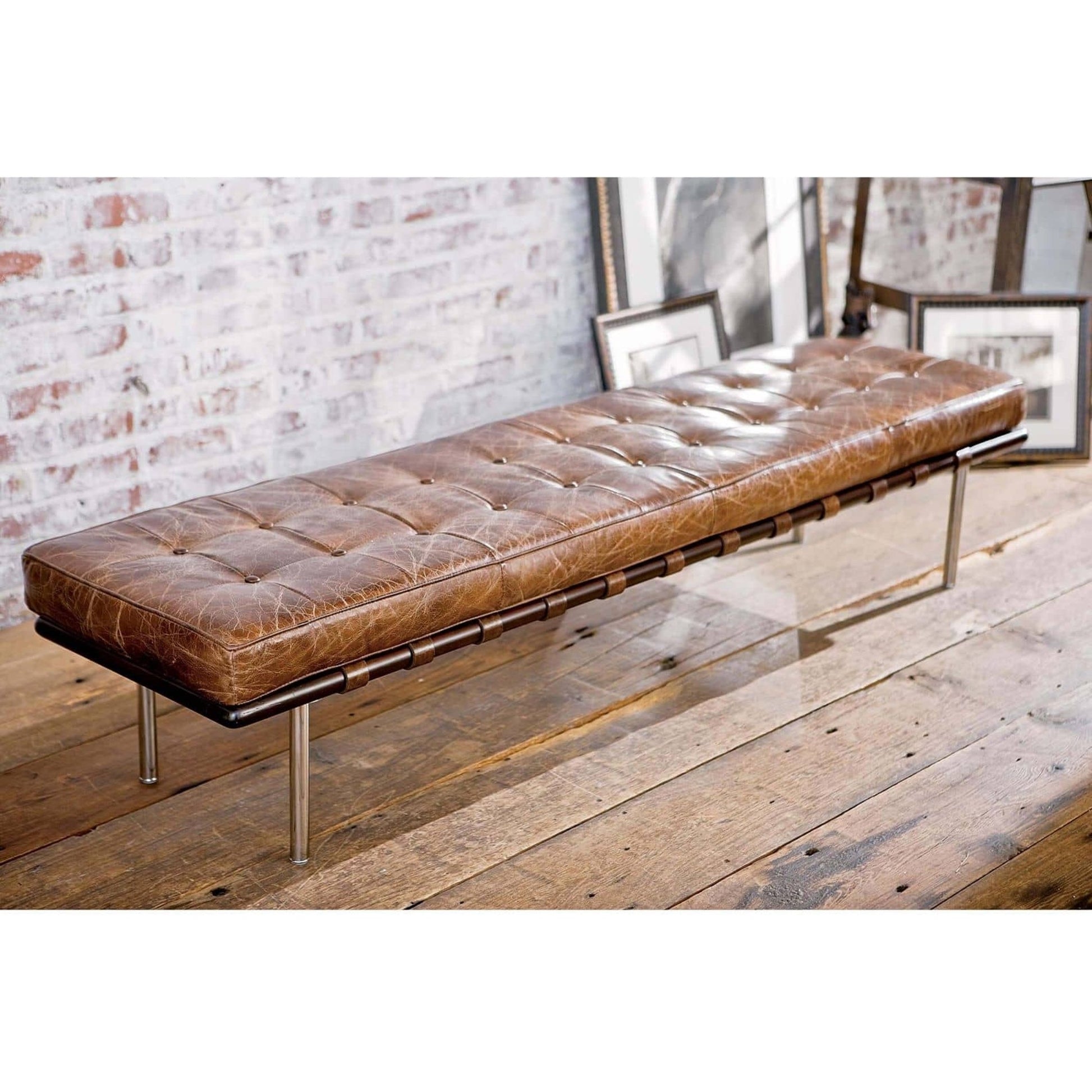 Tufted Gallery Bench by Regina Andrew. Made from leather in a modern style.