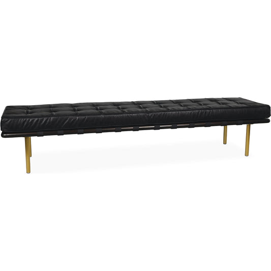 Tufted Gallery Bench by Regina Andrew in black. Made from leather in a unique style.