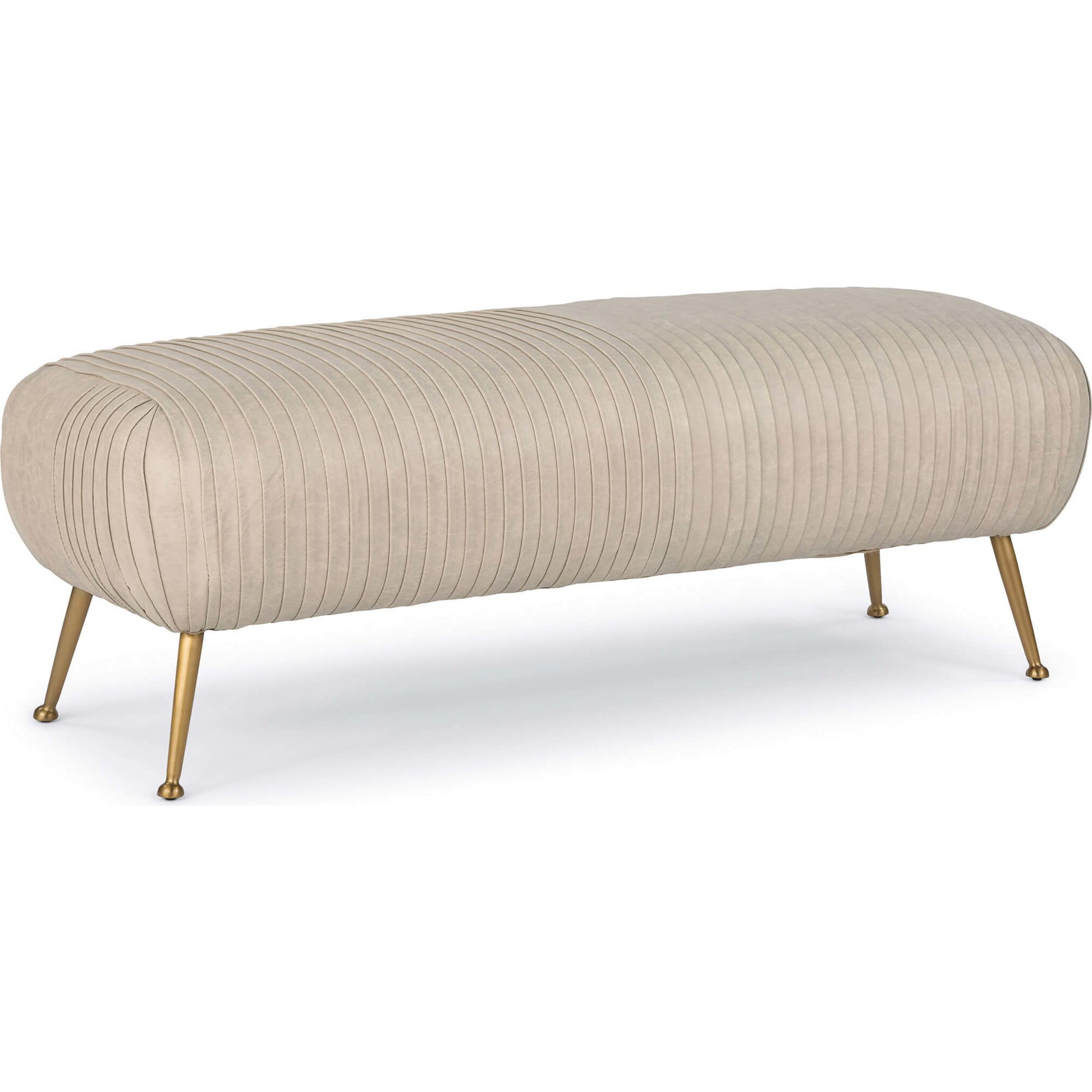 Beretta Leather Bench by Regina Andrew in white, natural and cappuccino. Made from leather in a modern style.