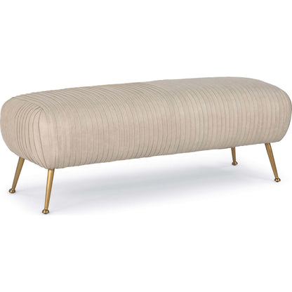 Beretta Leather Bench by Regina Andrew in white, natural and cappuccino. Made from leather in a modern style.