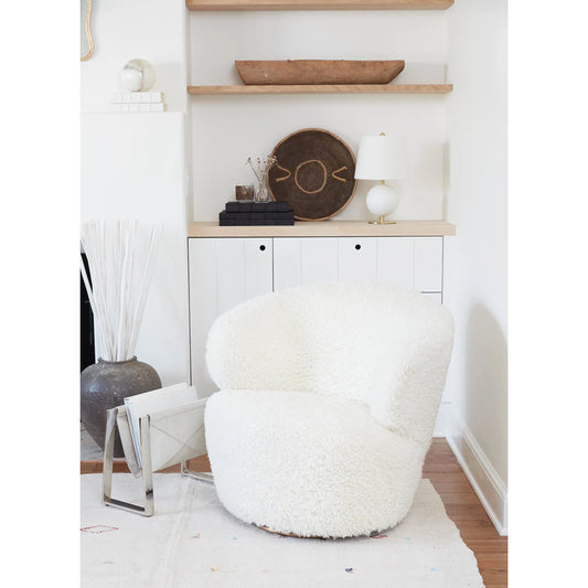 Myra Swivel Chair by Regina Andrew in white. Made from fabric in a modern style.