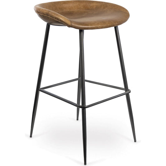 Marc Bar Stool (Set of 2) by Regina Andrew in brown. Made from leather in a traditional style.