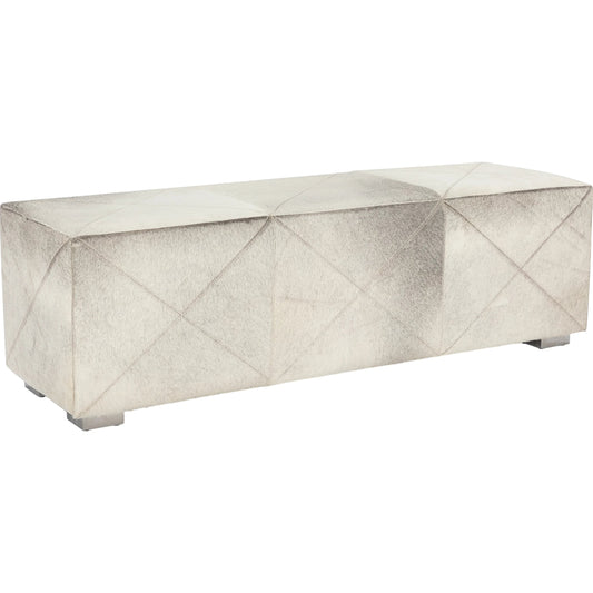 Brooks Hair on Hide Bench by Regina Andrew in grey. Made from hair on hide in a cottage & farmhouse style.