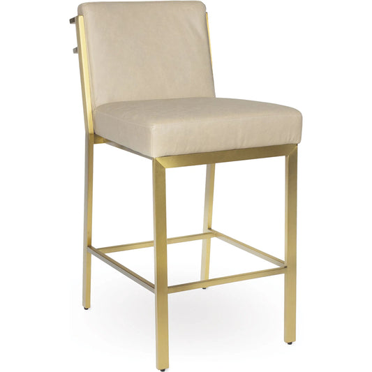 Chantal Leather Counter Stool by Regina Andrew in cappuccino. Made from leather in a unique style.