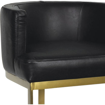 Owen Leather Counter Stool by Regina Andrew in black. Made from leather in a traditional style.