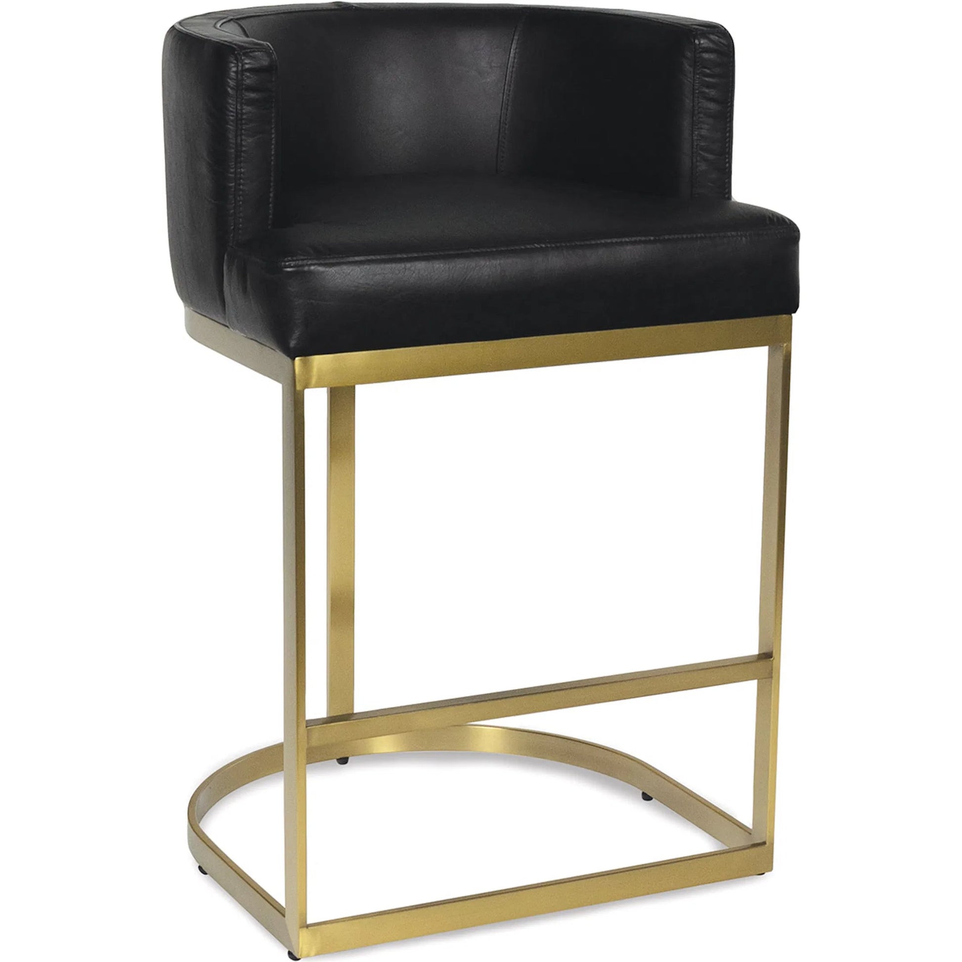 Owen Leather Counter Stool by Regina Andrew in black. Made from leather in a traditional style.