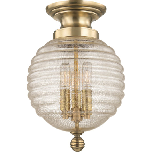 Coolidge Flush Mount by Hudson Valley in aged brass. Made from steel in a transitional style.