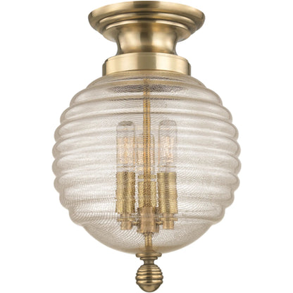 Coolidge Flush Mount by Hudson Valley in aged brass. Made from steel in a transitional style.