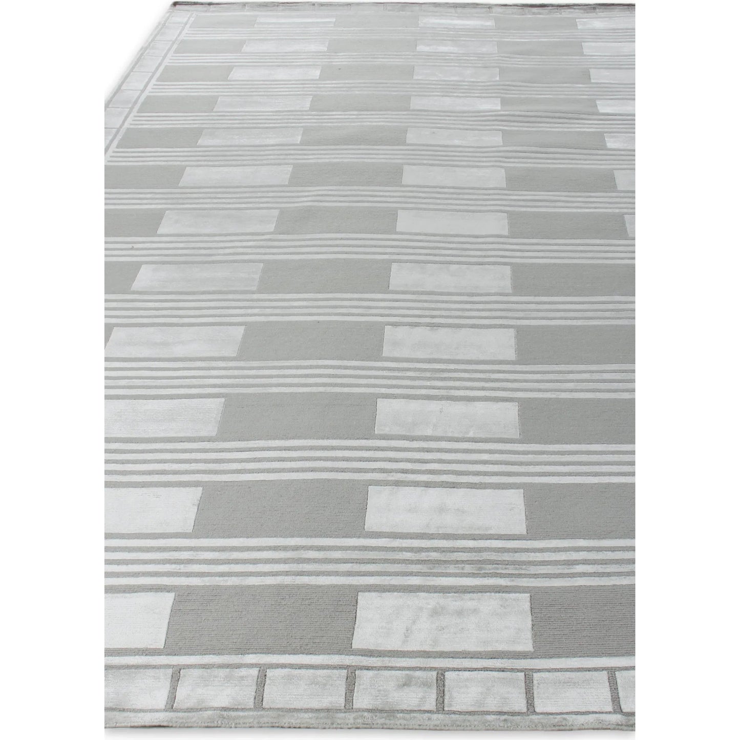 004 SI-2383837,SI-2383838,SI-2383839,SI-2383840 | Closeup | Metro Pattern Velvet Rug by Exquisite Rugs in ivory. Made from wool, viscose in a unique style.