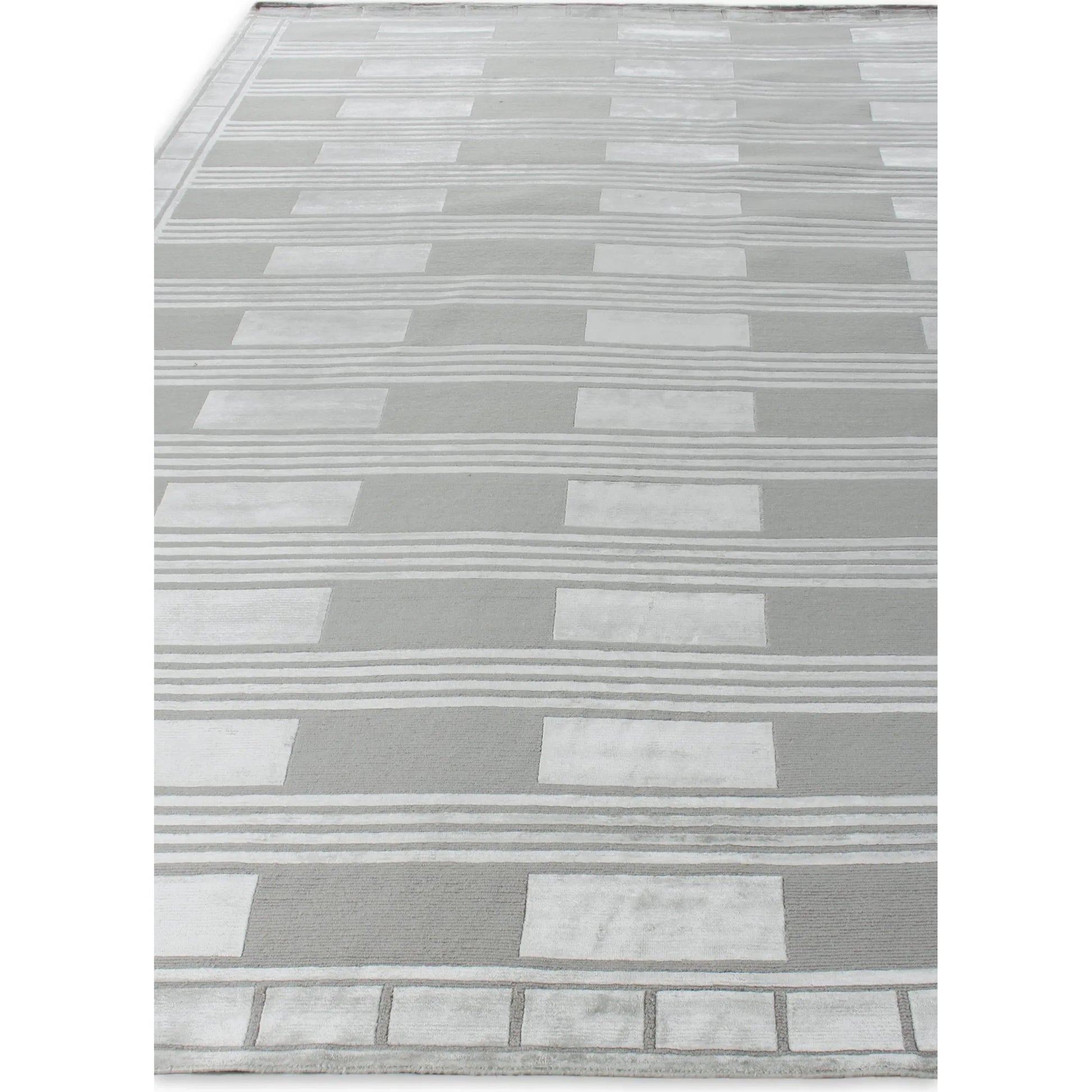 Metro Pattern Velvet Rug by Exquisite Rugs in ivory. Made from wool, viscose in a unique style.