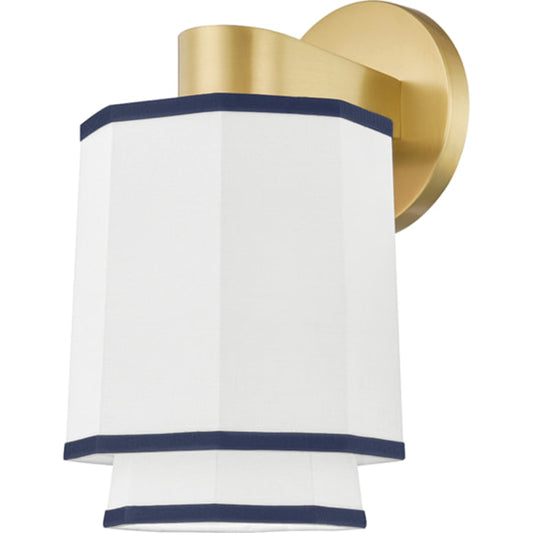 Riverdale Wall Sconce by Hudson Valley in aged brass. Made from steel in a coastal style.