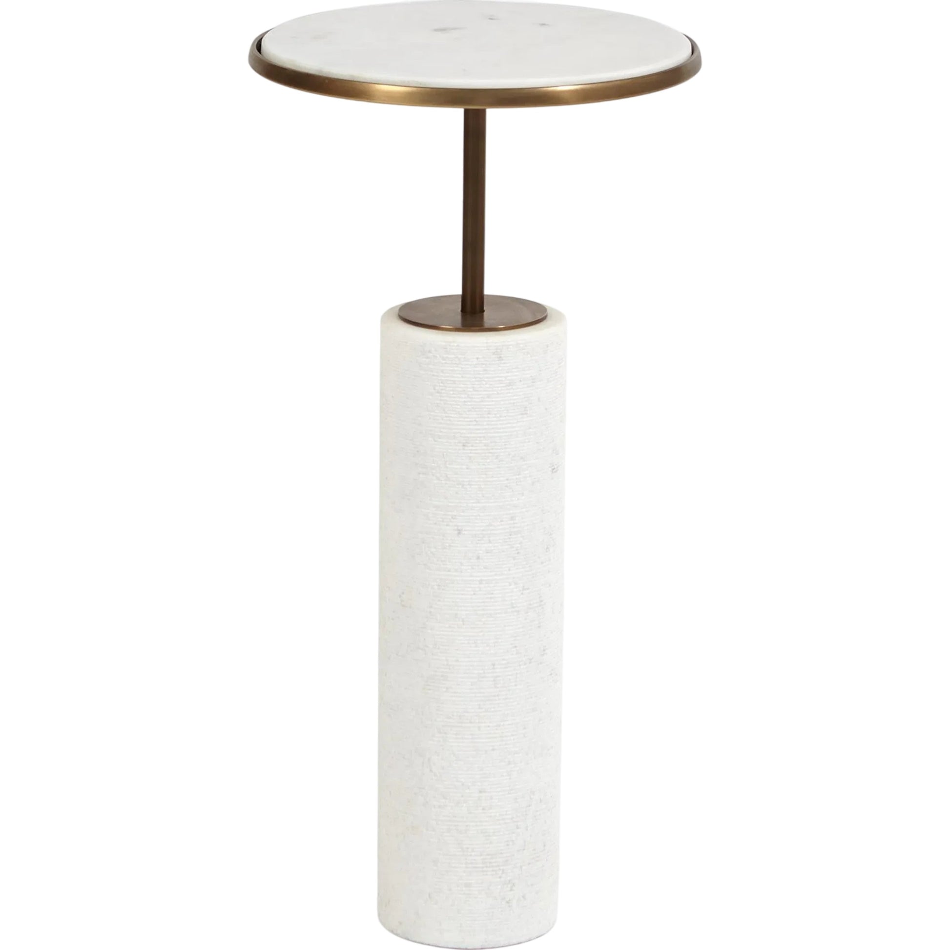 Tall Cored Marble Table by Global Views. Made from brass, marble in a transitional style.