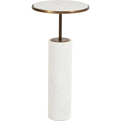 Tall Cored Marble Table by Global Views. Made from brass, marble in a transitional style.