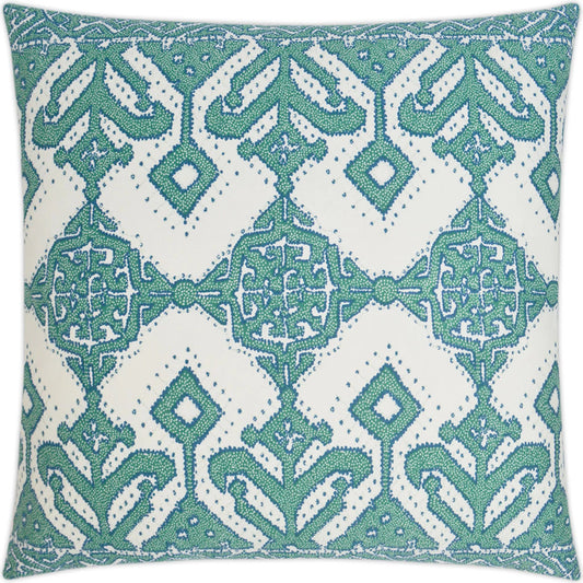Demarco Pillow by DV Kap Home in emerald. Made from 54% cotton, 45% linen in a unique style.