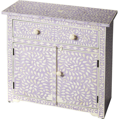 Vivienne Lavender Bone Inlay Console Chest by Butler Specialty Company in purple and heritage. Made from select wood solids, mdf, bone in a modern style.