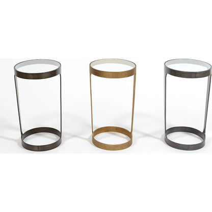 Oslo Accent Table by Global Views in gold. Made from iron, tempered glass in a eclectic & global style.
