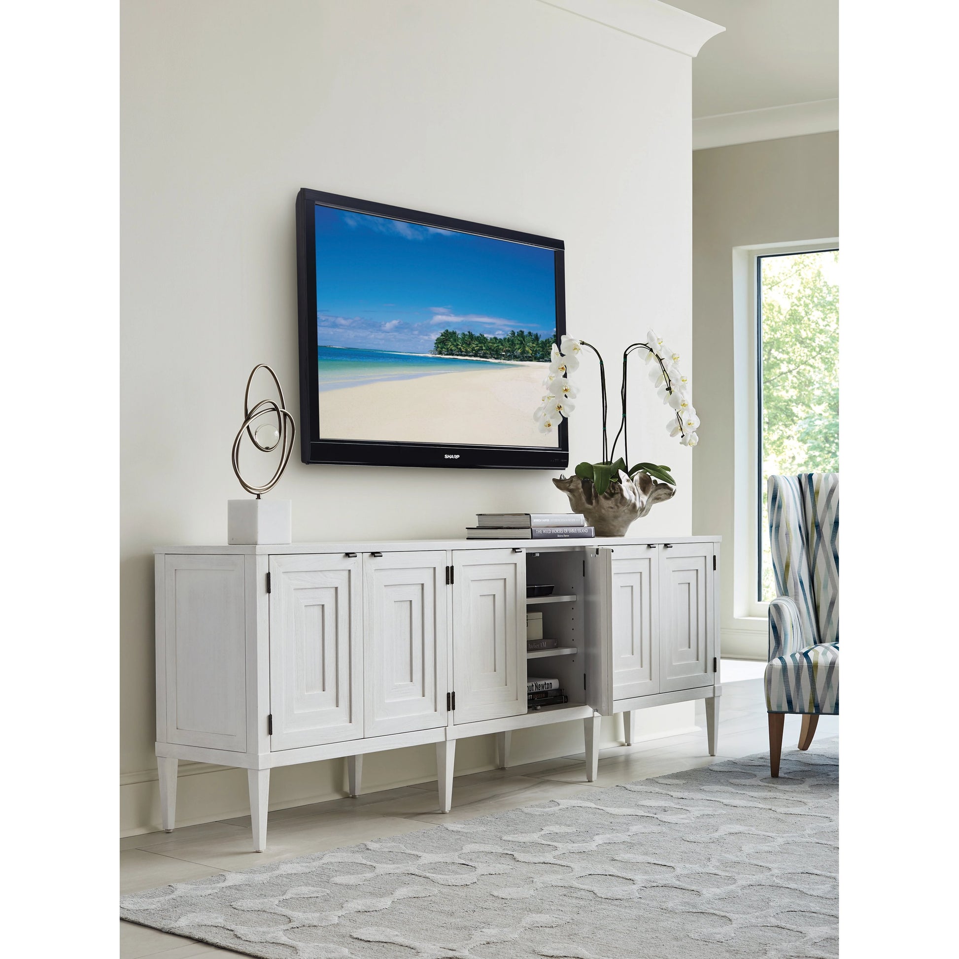 Clearwater Long Media Console by Sligh in shell white. Made from unique in a modern style.