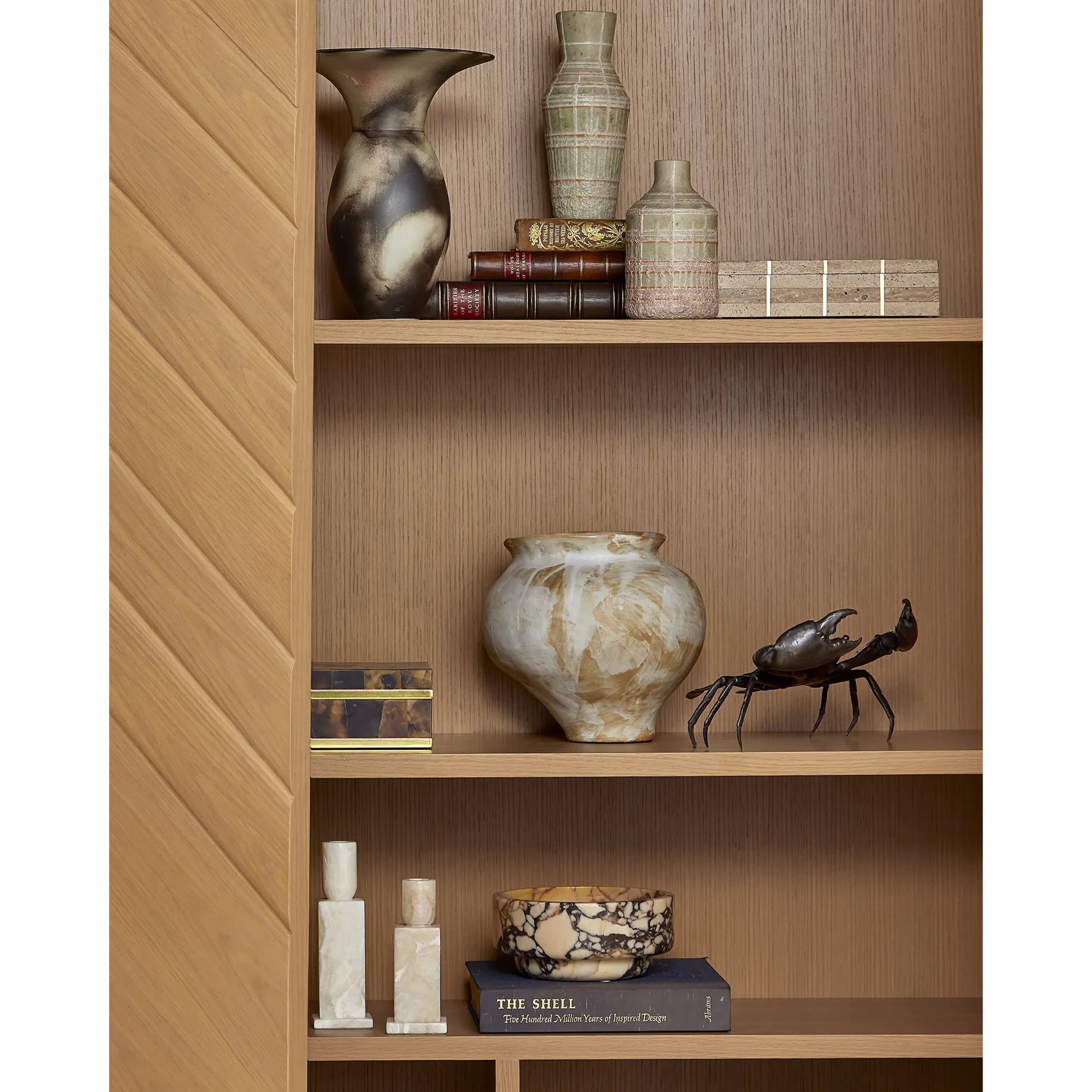 Dezi Box by Currey and Company in natural, brass, off-white. Made from travertine, brass, composite in a transitional style.