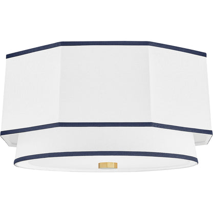 Riverdale Flush Mount by Hudson Valley in aged brass. Made from steel in a coastal style.