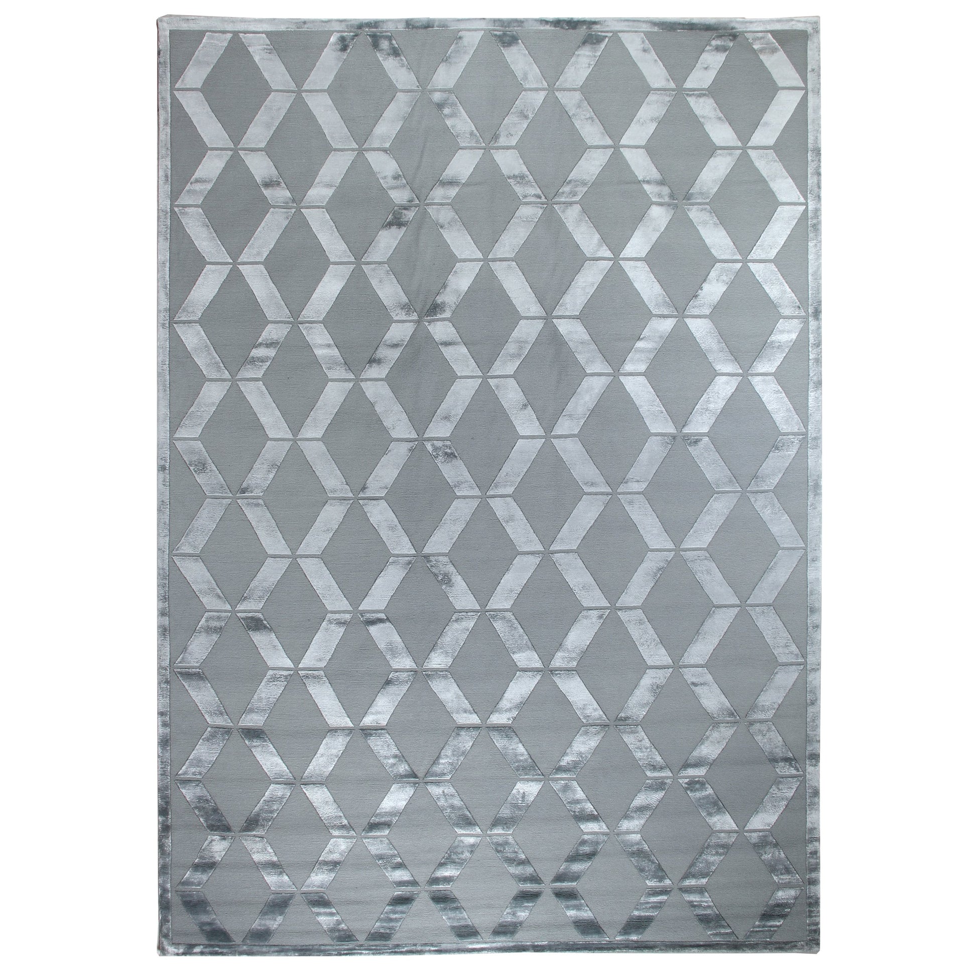 Metro Velvet Rug - Blue by Exquisite Rugs in blue. Made from wool, viscose in a unique style.