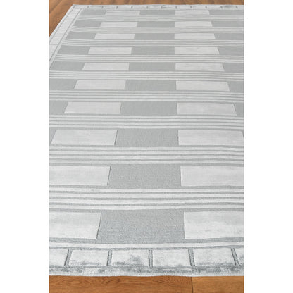 Metro Velvet Rug - Blue by Exquisite Rugs in blue. Made from wool, viscose in a unique style.