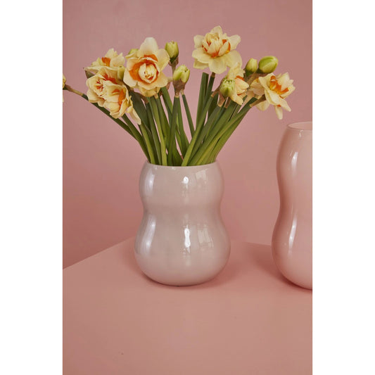 Tatum Vase by Accent Decor in pink. Made from glass in a modern style.