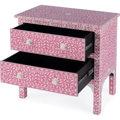 Vivienne Pink Bone Inlay Accent Chest by Butler Specialty Company in pink and heritage. Made from select wood solids, mdf, bone in a modern style.