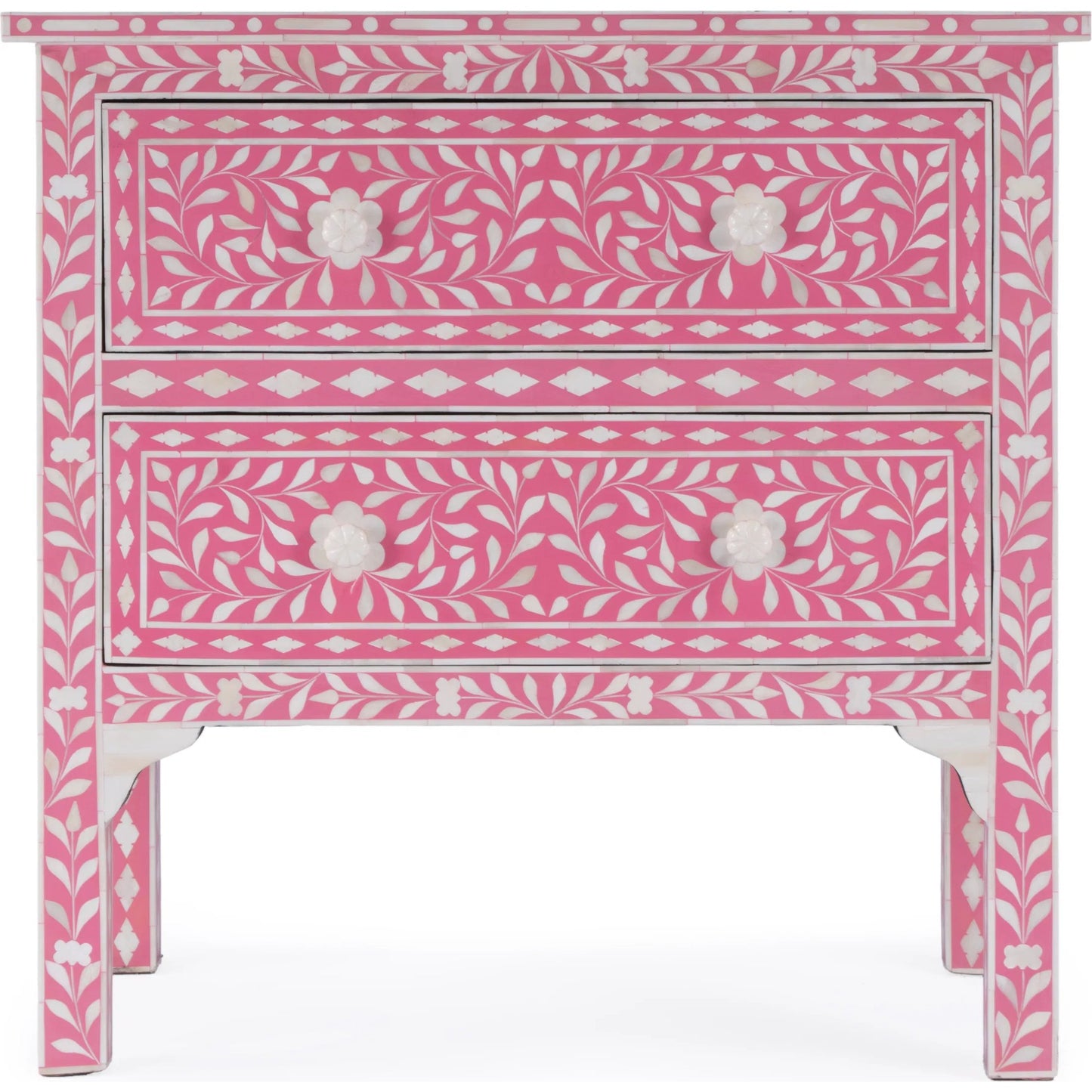 008 O-BUTLER-3224070 | Additional Silo | Vivienne Pink Bone Inlay Accent Chest by Butler Specialty Company in pink and heritage. Made from select wood solids, mdf, bone in a modern style.