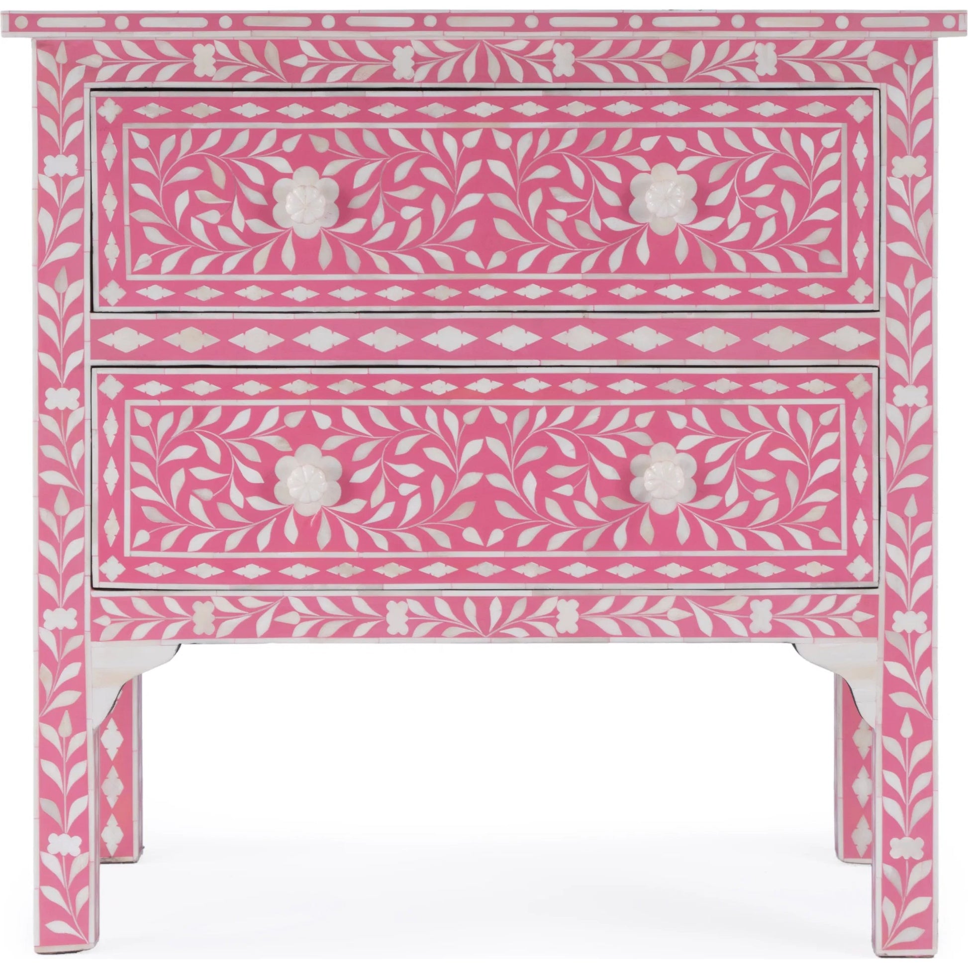 Vivienne Pink Bone Inlay Accent Chest by Butler Specialty Company in pink and heritage. Made from select wood solids, mdf, bone in a modern style.