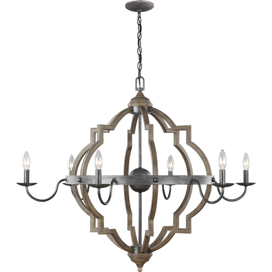 Socorro Six Light Chandelier by Visual Comfort & Co. in stardust. Made from steel in a unique style.