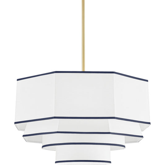Riverdale Pendant by Hudson Valley in aged brass. Made from steel in a coastal style.