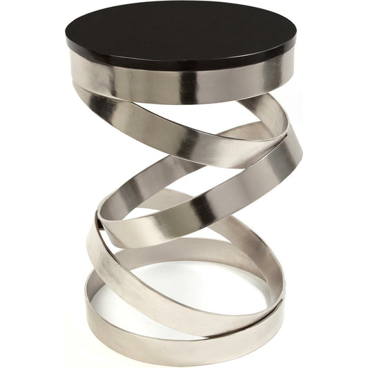 Spiral Table by Global Views in nickel. Made from iron, granite in a modern style.