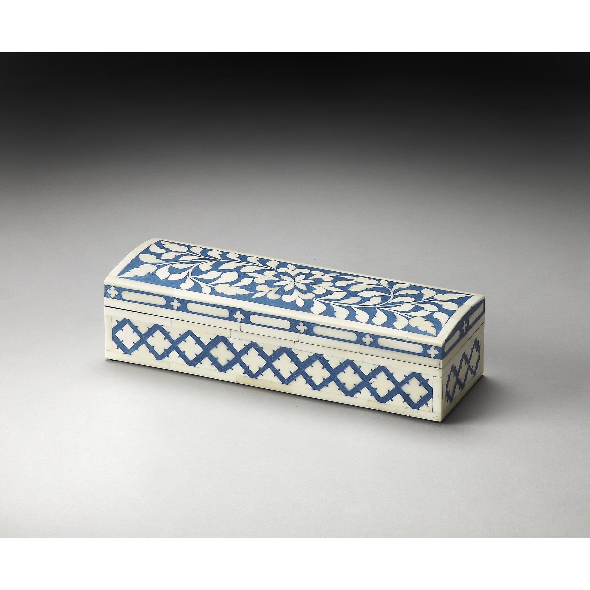 Amanda Storage Box by Butler Specialty Company in blue and hors d'oeuvres. Made from select wood solids, mdf, bone in a modern style.