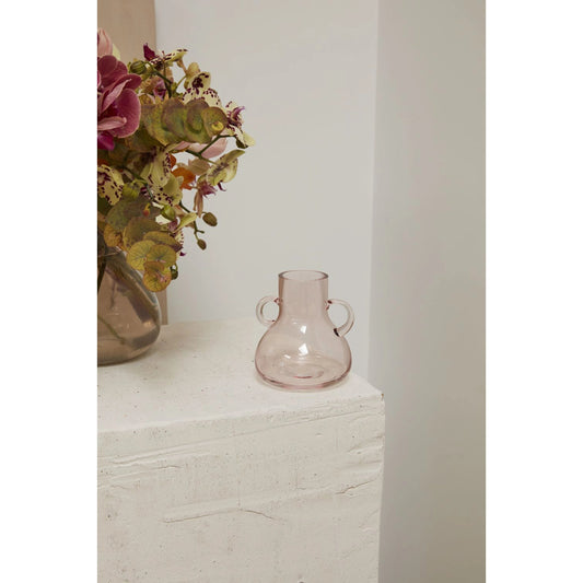 Cadiz Vase by Accent Decor in pink. Made from glass in a modern style.