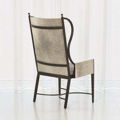 Iron Wing Chair with Grey Hair by Global Views. Made from iron in a modern style.
