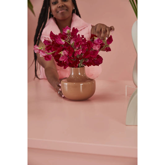 Alma Vase by Accent Decor in peach. Made from glass in a modern style.