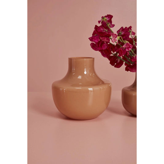 Alma Vase by Accent Decor in peach. Made from glass in a modern style.