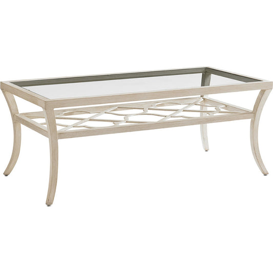 Misty Garden Rectangular Cocktail Table by Tommy Bahama Outdoor in ivory. Made from unique in a transitional style.