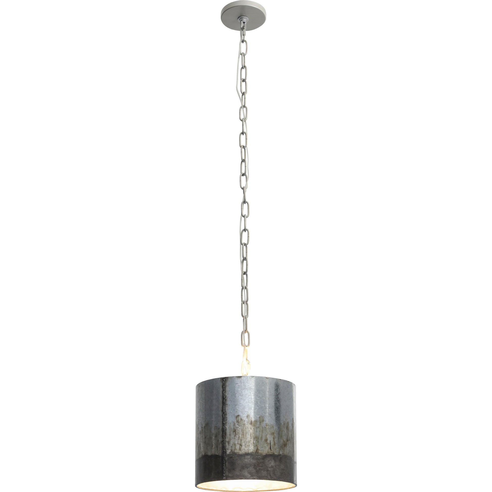 Cannery Mini Pendant by Varaluz in ombre galvanized. Made from ombre galvanized in a modern style.