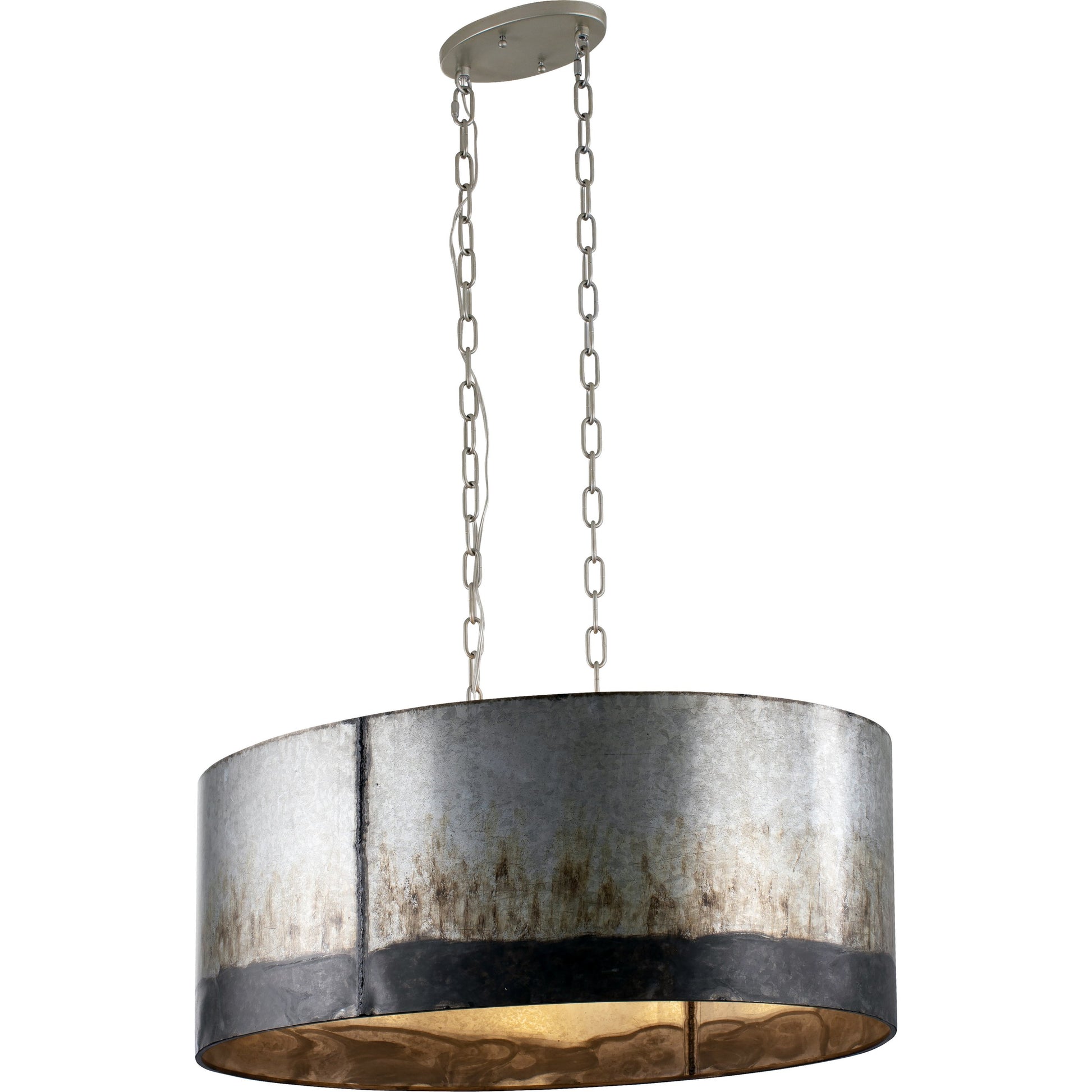 Cannery Oval Linear Pendant by Varaluz in ombre galvanized. Made from ombre galvanized in a modern style.