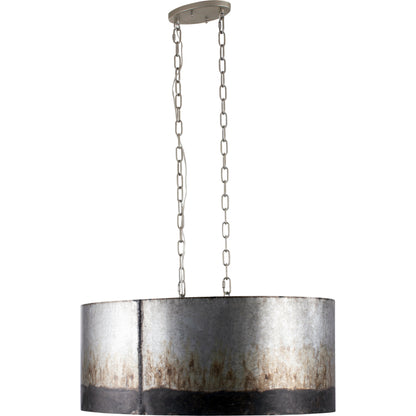 Cannery Oval Linear Pendant by Varaluz in ombre galvanized. Made from ombre galvanized in a modern style.